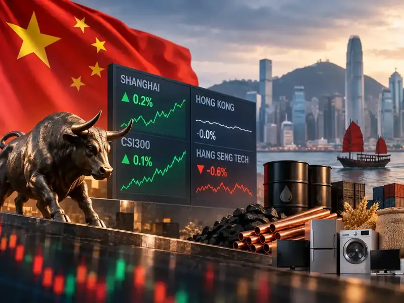 Stock market graph showing slight increase in Chinese indices