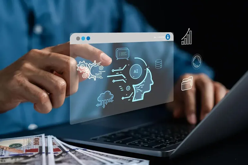 Stock market graph with AI and IT sector symbols