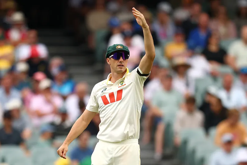 Pat Cummins bowling during a Test match
