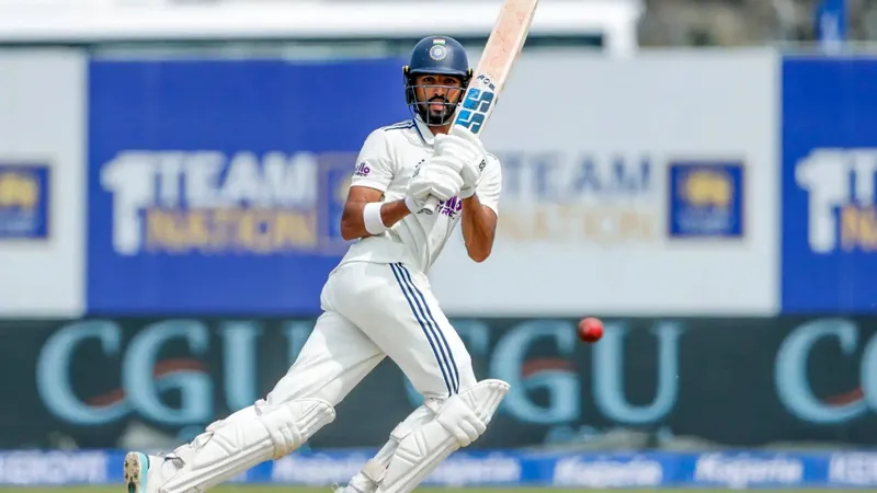 Devdutt Padikkal celebrating his maiden Test century in Galle