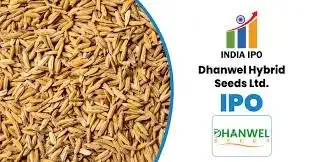 Dhanwel Hybrid Seeds logo with stock market chart in the background