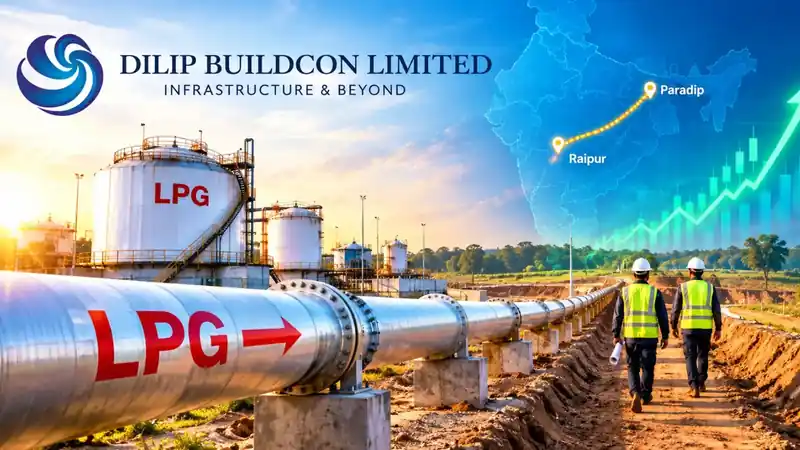 Dilip Buildcon logo with pipeline infrastructure