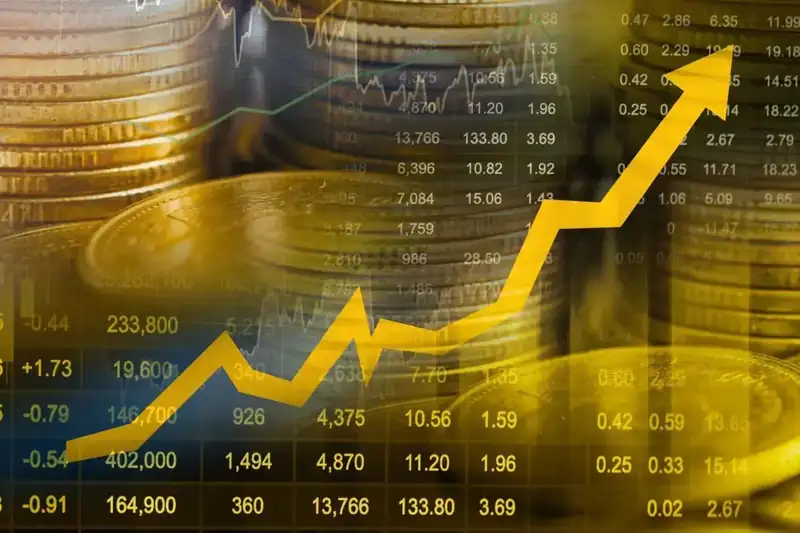 Currency exchange rates on a digital board