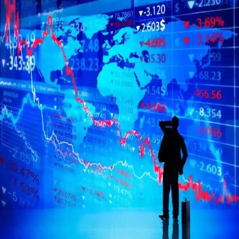 European stock market display board showing rising indices