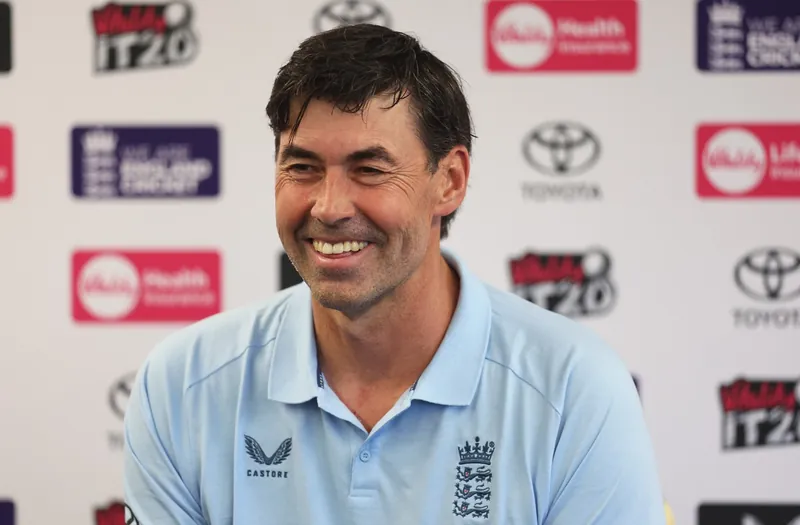Stephen Fleming, new head coach of England's Test cricket team, during a press conference.