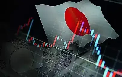 Stock market graph showing upward trend with Japanese yen symbol