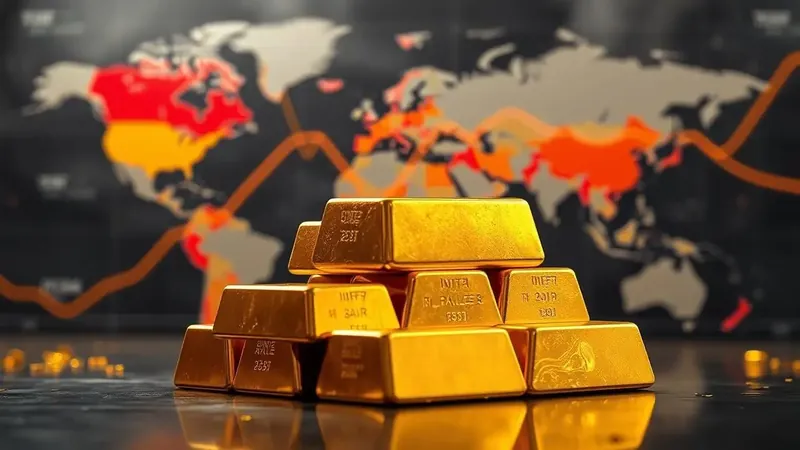 Gold and silver bars with fluctuating market graph