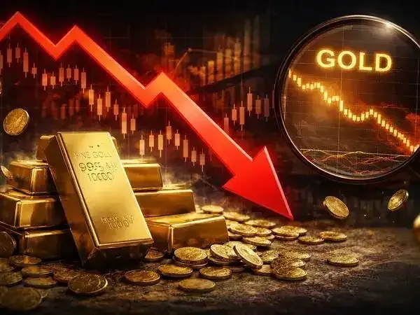 Gold bars stacked in a vault