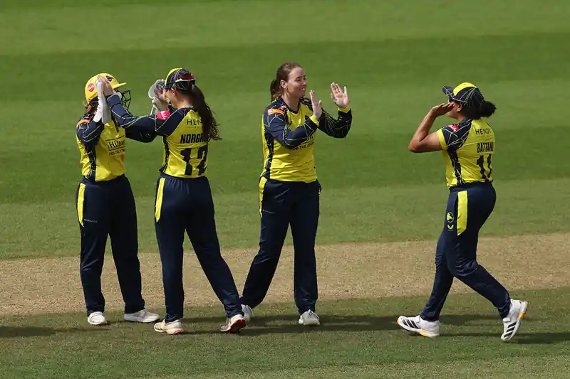 Cricket players in action during a match