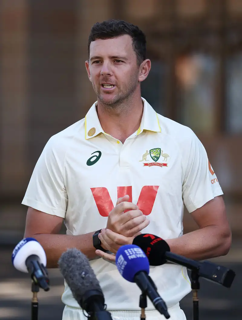 Josh Hazlewood bowling during a cricket match