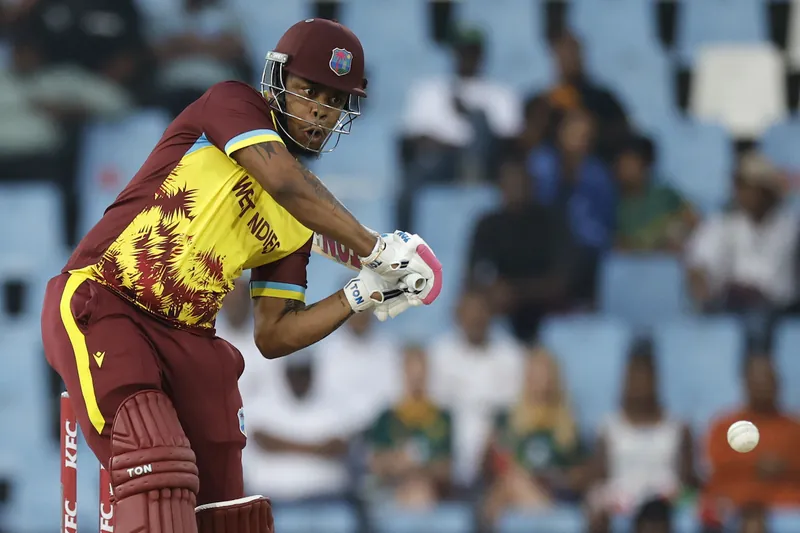 Shimron Hetmyer playing cricket for West Indies