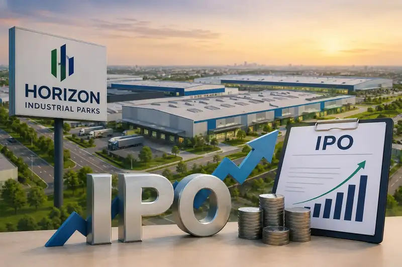 Horizon Industrial Parks logo and stock market graph