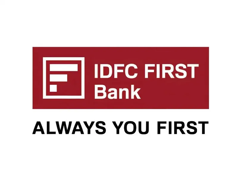 IDFC First Bank logo on a building facade