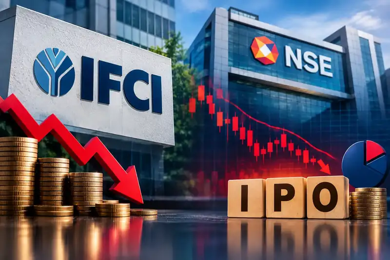 Stock market graph showing decline in IFCI shares
