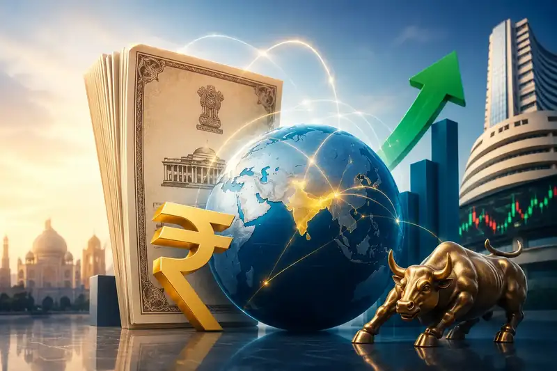 Indian stock market graph with financial data overlay