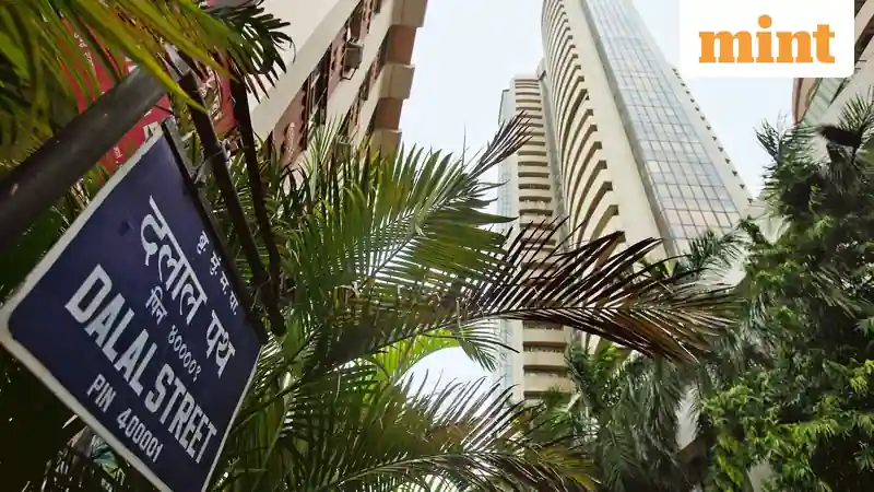Indian stock market indices displayed on a digital screen
