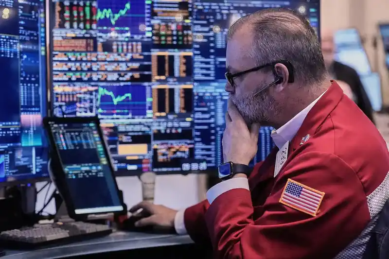 Stock market graph with financial data overlay