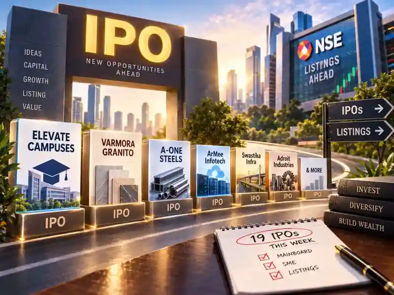 Stock market graph with IPO listings