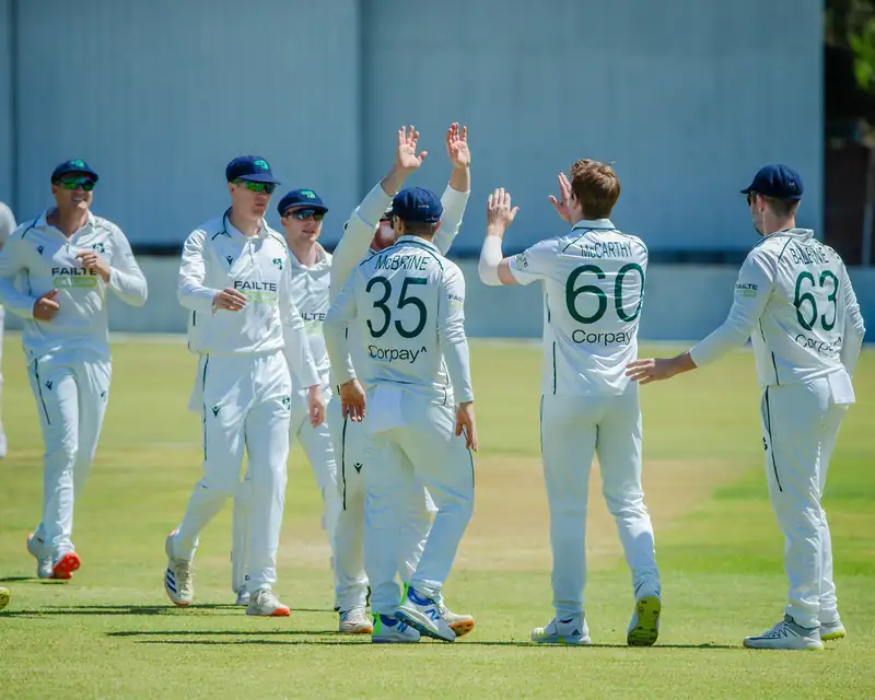 Ireland and New Zealand cricket teams during a Test match