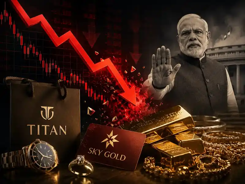 Stock market graph showing declining jewellery stocks