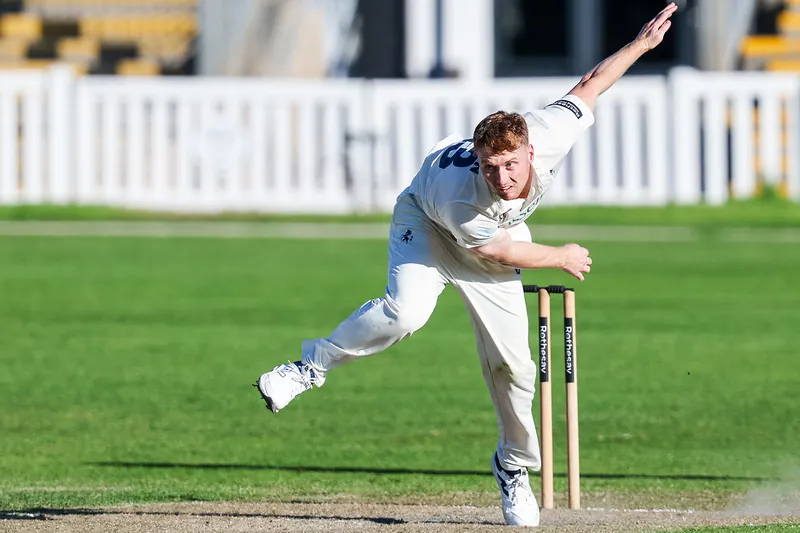 Joey Evison playing cricket for Kent