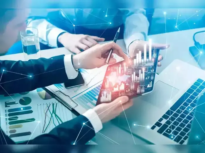 Stock market data on a digital screen