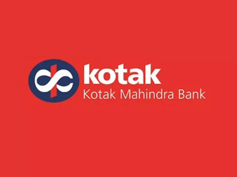 Kotak Bank building with stock market chart overlay
