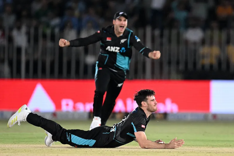 Ben Lister in cricket action during a match