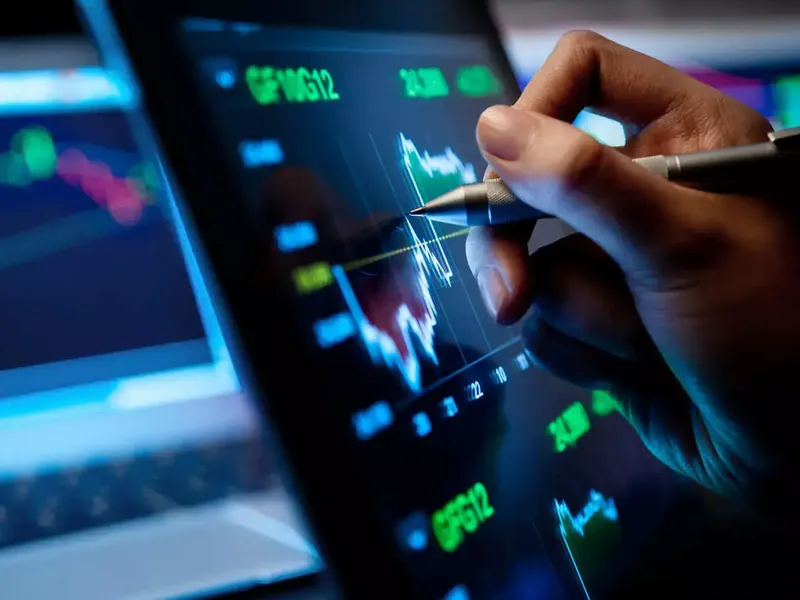 Stock market graph showing volatility and key levels
