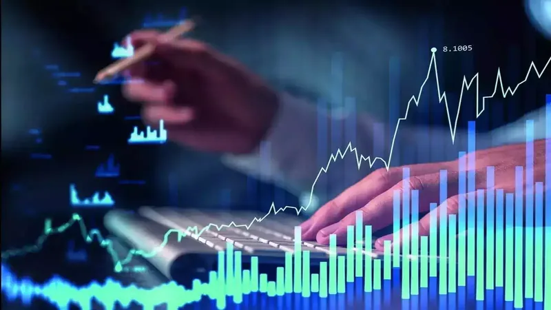 Stock market graph showing trends and indices