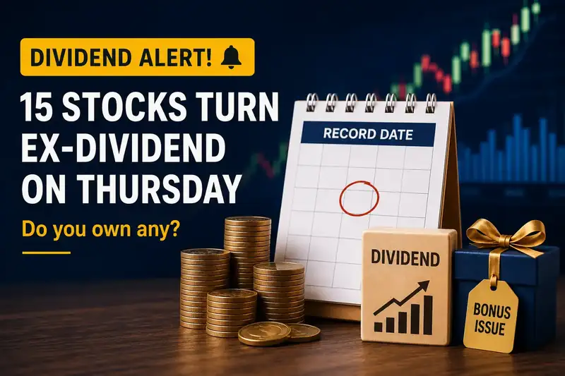 Stock market graph with dividend announcement