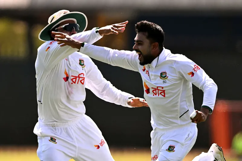 Mehidy Hasan bowling during a cricket match