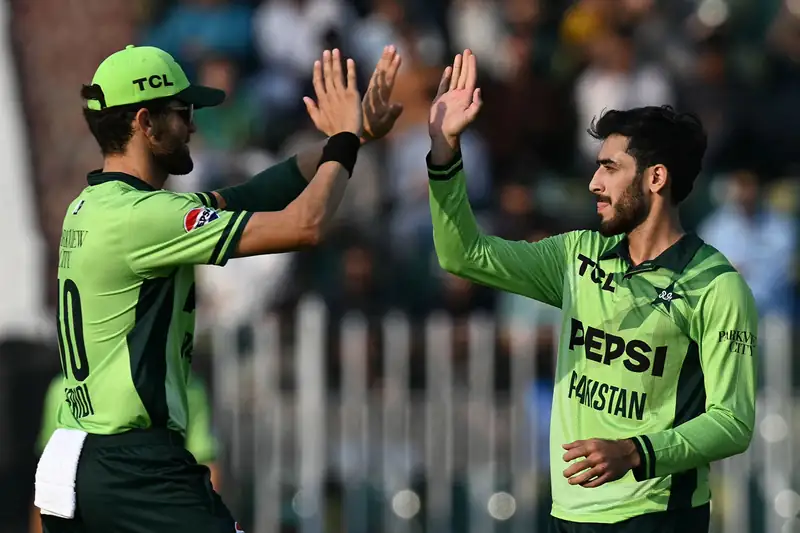 Minhas celebrating a wicket during his debut match against Australia