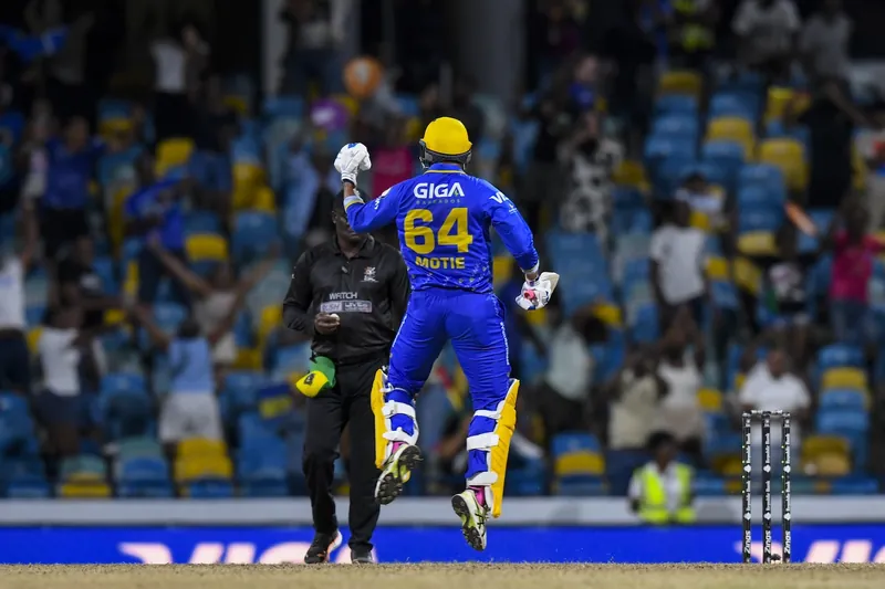 Jamaica Kingsmen cricket team celebrating a match win
