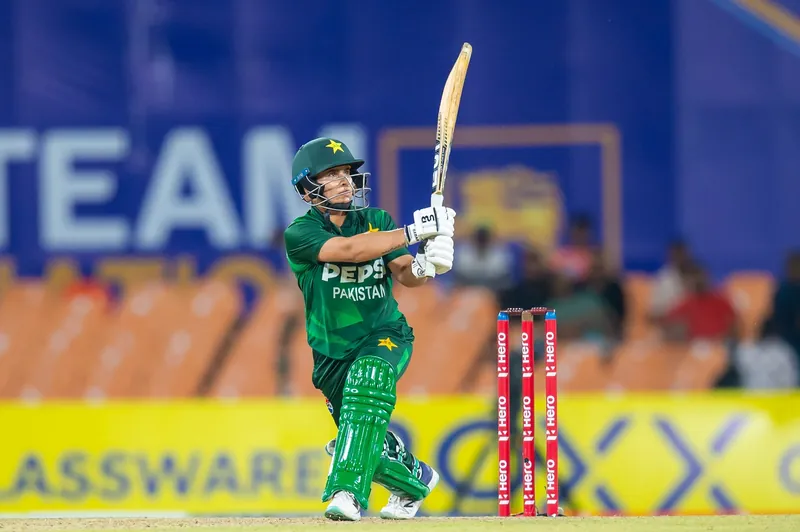 Nida Dar playing cricket for Pakistan