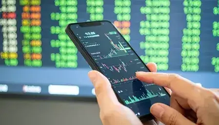 Stock market chart showing upward trend