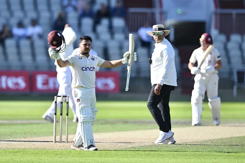 Cricket player Ricardo Vasconcelos celebrating a century