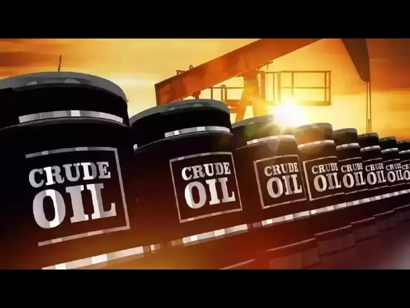 Oil barrels with fluctuating price graph
