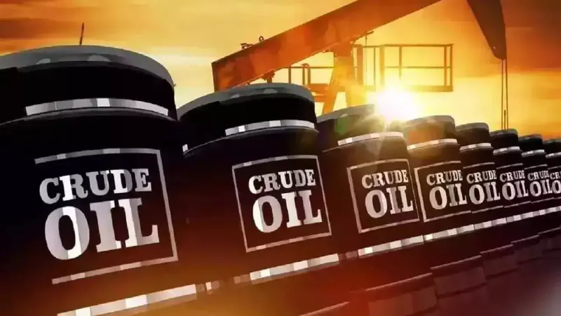 Oil barrels with fluctuating price graph
