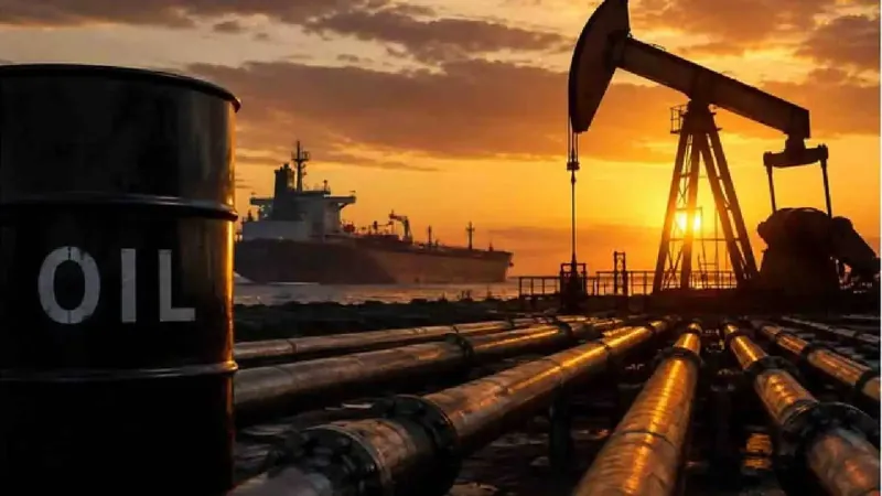 Oil tanker navigating through the Strait of Hormuz