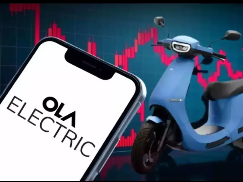 Ola Electric scooters lined up in a showroom