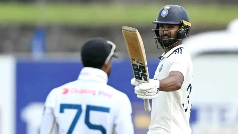 Devdutt Padikkal playing a shot during the Test match against Sri Lanka in Galle.