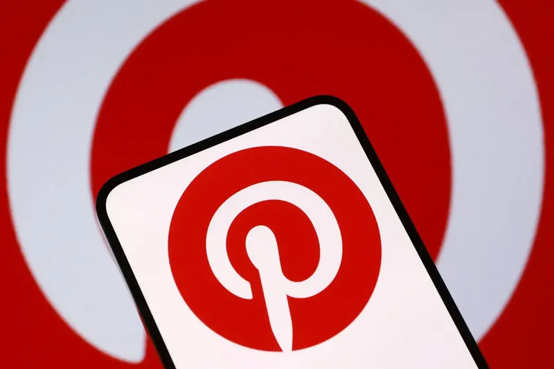 Pinterest and Amazon logos with AI technology background
