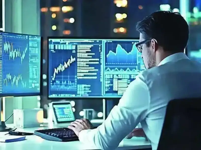Traders working on a stock market trading floor