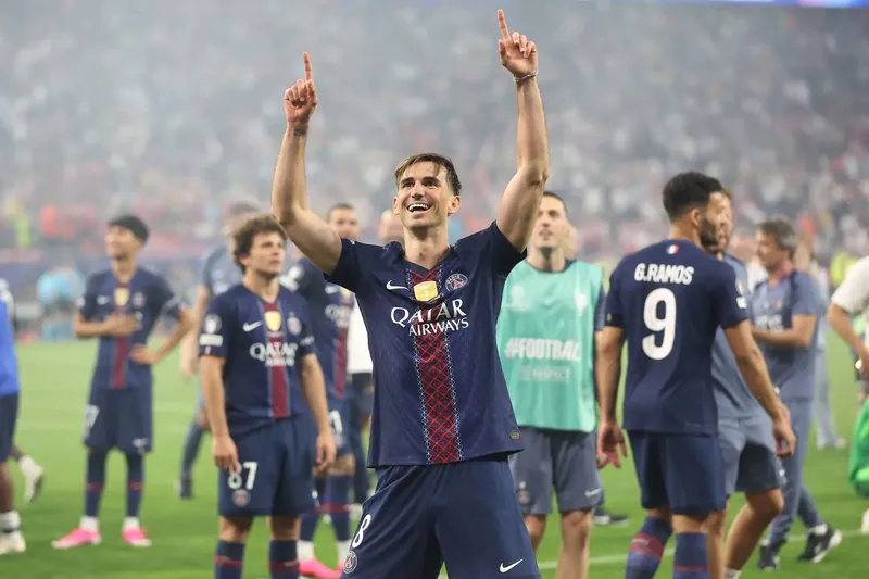 PSG players celebrating their Champions League victory