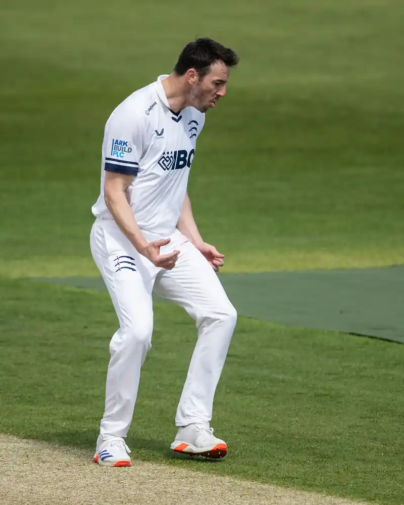 Cricket players in action during a match