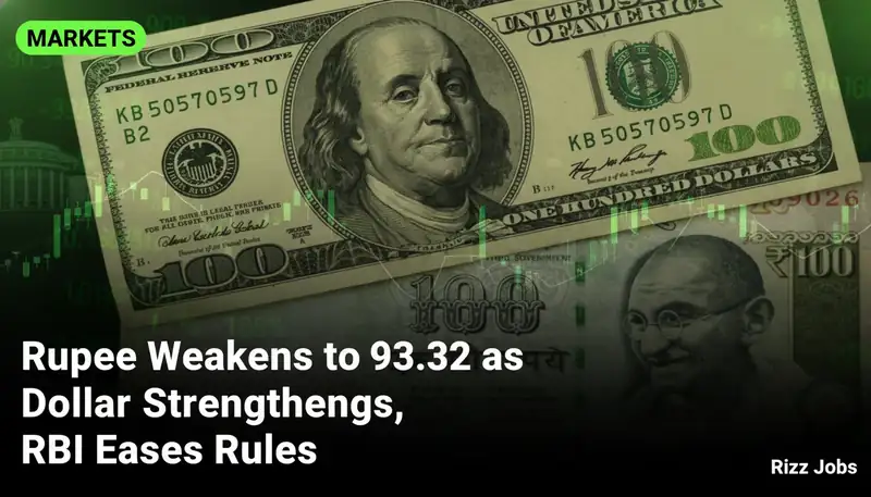 Rupee Weakens to 93.32 as Dollar Strengthens, RBI Eases Rules — Rizz Jobs