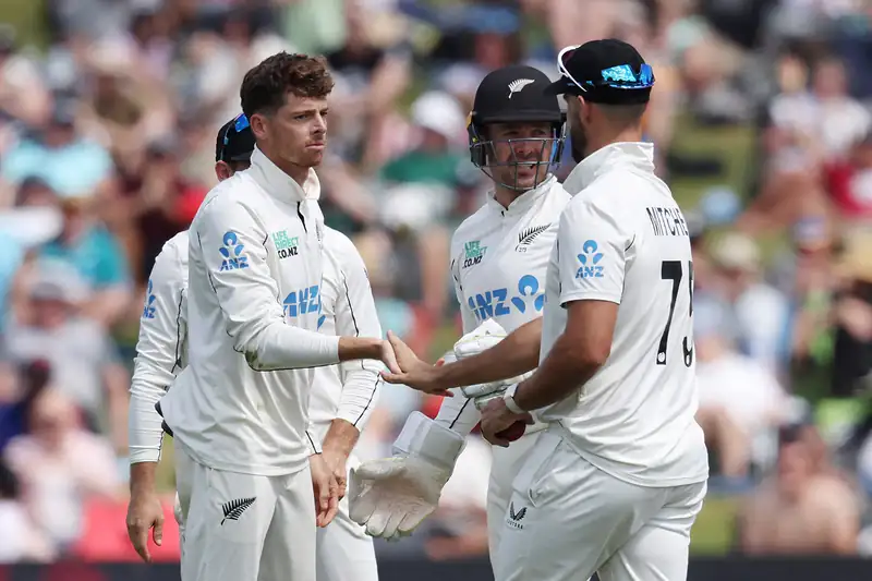 Mitchell Santner in action during a cricket match
