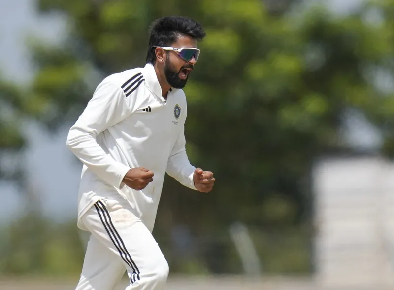 Saransh Jain celebrating a wicket in a cricket match