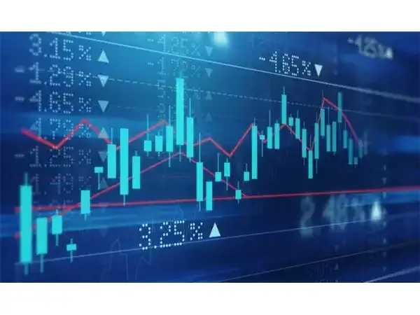 Stock market graph showing upward trend with SBI and Bajaj Consumer logos